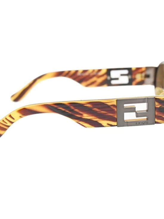 FENDI FF Logo Sunglasses Eye Wear Plastic Metal Brown Italy main image 9